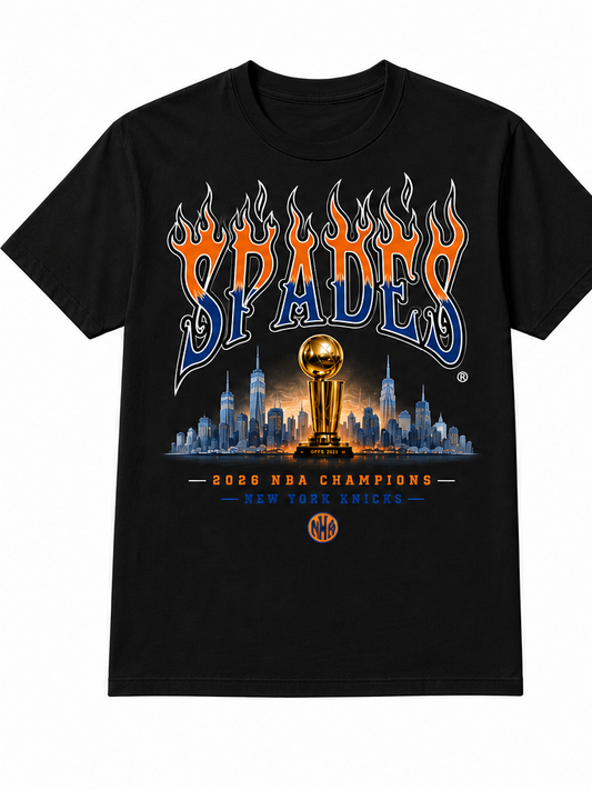 Spades Flame Tee V2 – Knicks Championship Edition (Black)